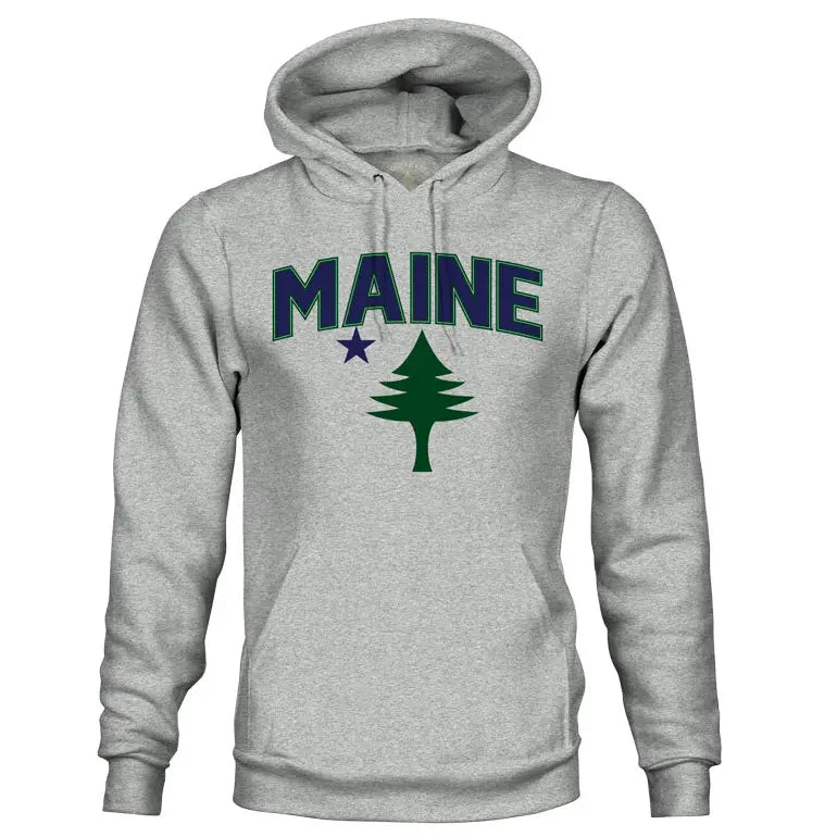 Heather Grey Maine Arch Hoodie - Comfy Rogue Life Sweatshirt