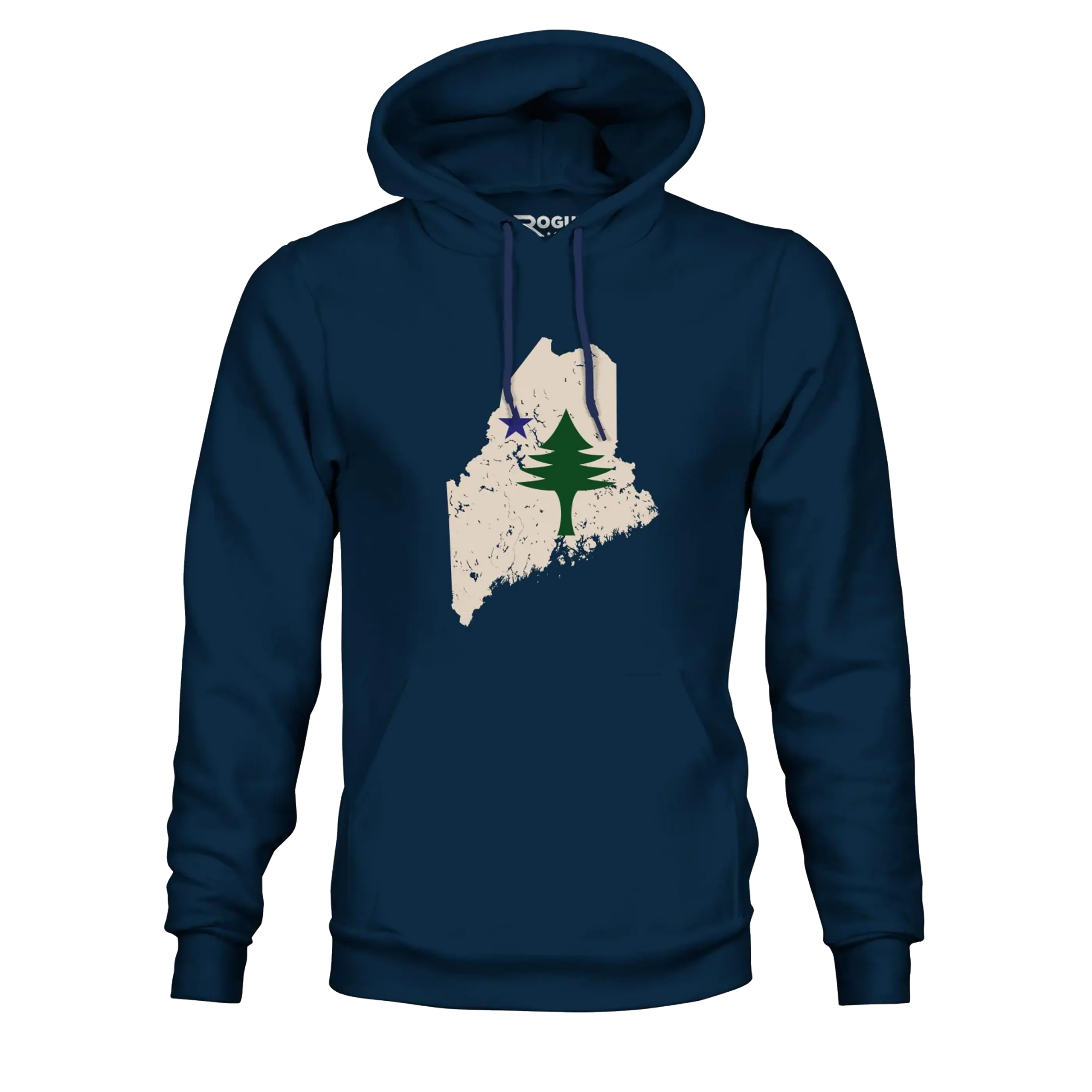 Maine State Flag Hooded Sweatshirt Hoodie in Navy & Evergreen