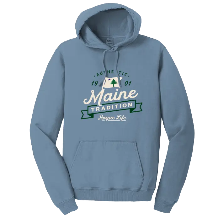 Vintage Maine Tradition Hoodie in Faded Denim