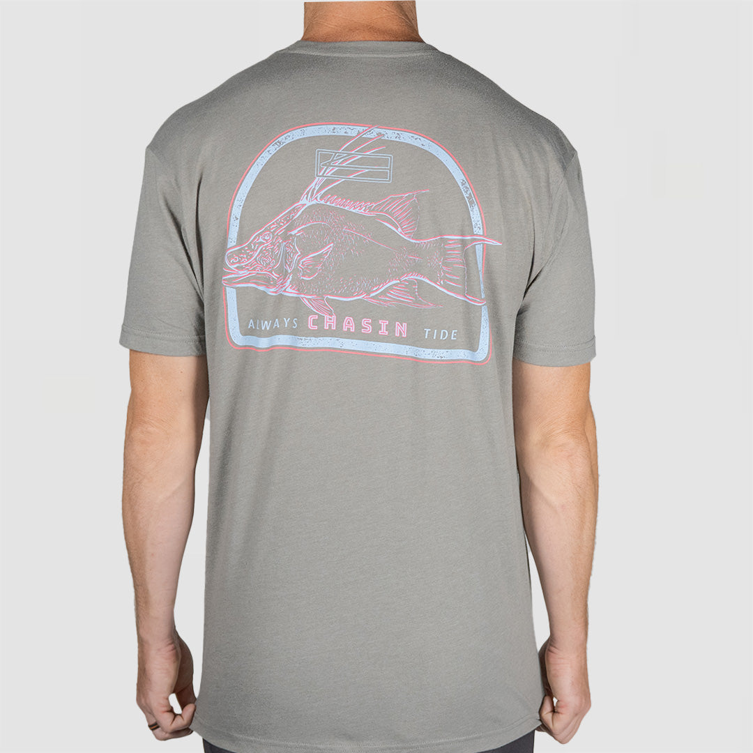 Fishing Enthusiast Stone Gray T-Shirt - Moisture-Wicking Fabric