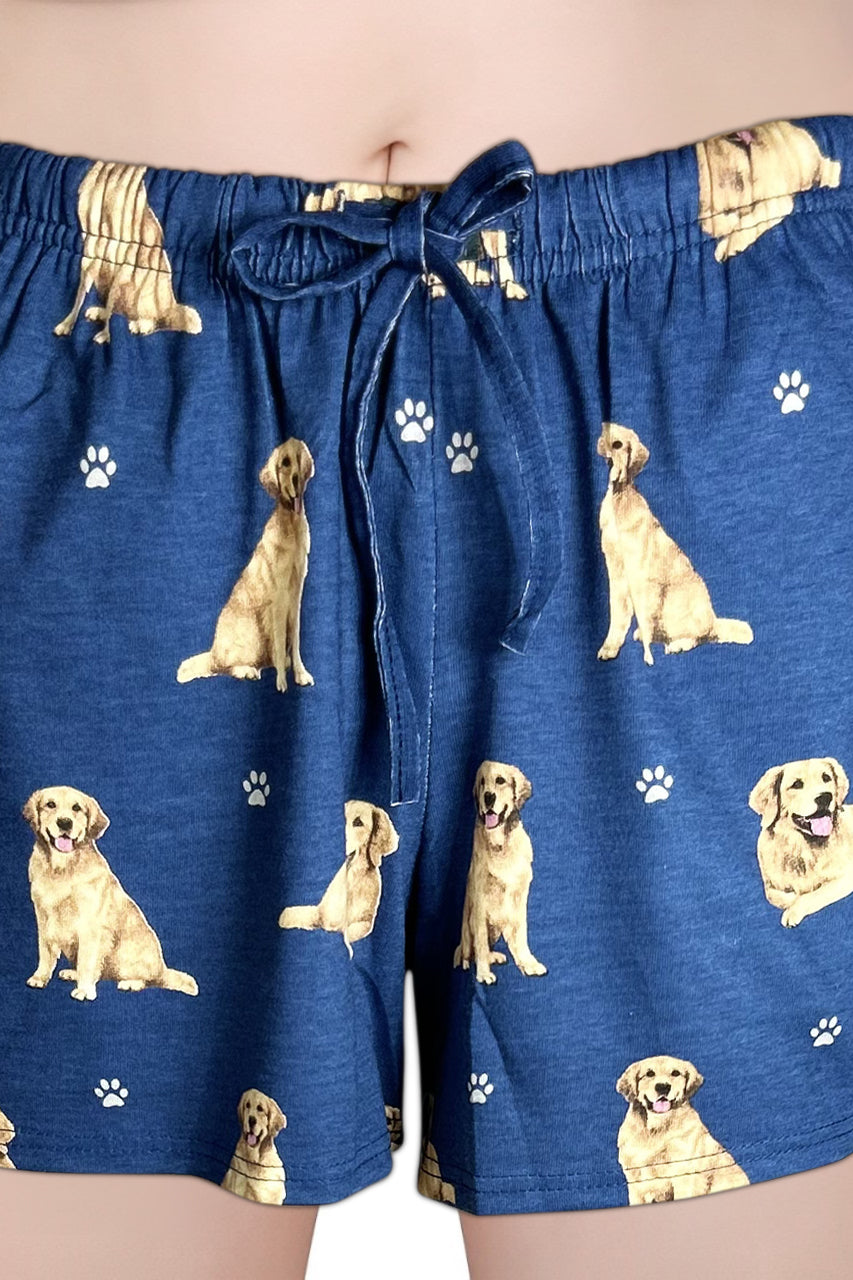 Golden Retriever Print Womens Dog Shorts - Summer Loungewear