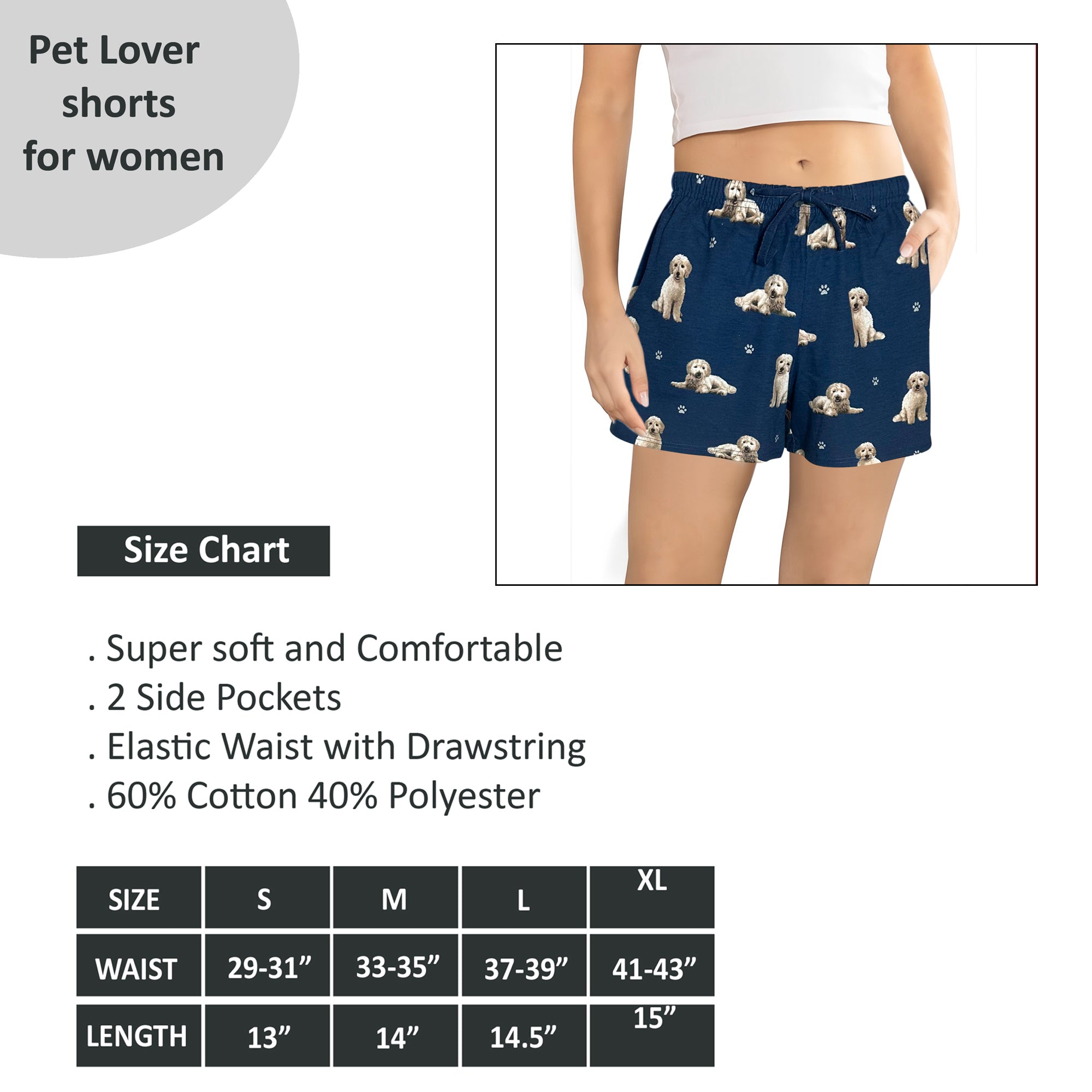 Dog Print Womens Lounge Shorts - Comfy Summer Apparel