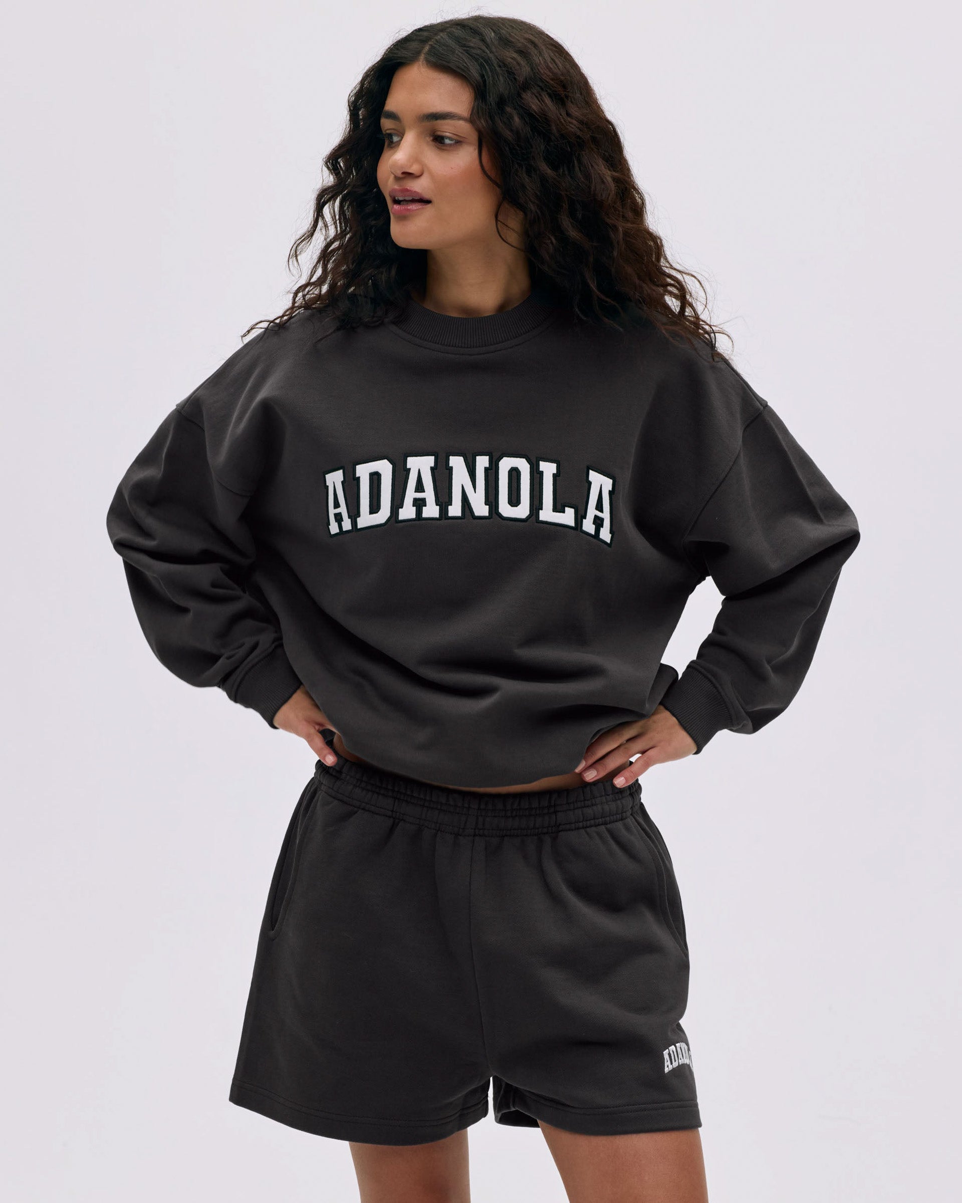 Varsity Oversized Sweatshirt - Coffee Bean
